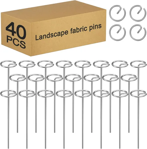 Miniatura 12 de 60 piezas de grapas galvanizadas de servicio pesado de 6 pulgadas para paisajismo – Pasadores de cabeza circular de calibre 8 engrosados