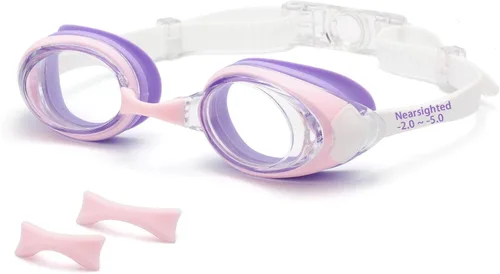 Miniatura 7 de Gafas de natación miopes para niños -2.0D a -5.0D, gafas de natación antiempañamiento miopes sin fugas, aptas para 4 a 14 años