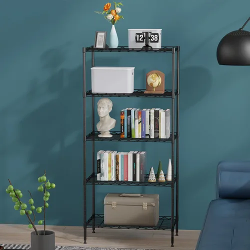 Miniatura 8 de BestOffice Estantes de almacenamiento de 5 estantes, estantería ajustable, estantes de metal, 11.6 pulgadas de profundidad x 21.5 pulgadas de ancho