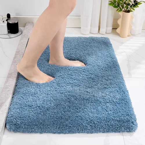 Miniatura 12 de Disolla Alfombras pequeñas para baño 17x24 antideslizante, alfombra de baño blanca esponjosa para el suelo del baño, lavable a máquina, alfombra
