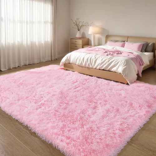 Miniatura 30 de KCHOWUA Alfombras Esponjosas y Peludas de Unicornio para Dormitorio de Niñas, 3x5 pies Lavable Antideslizante Alfombra de Área Shag Peluda para Sala
