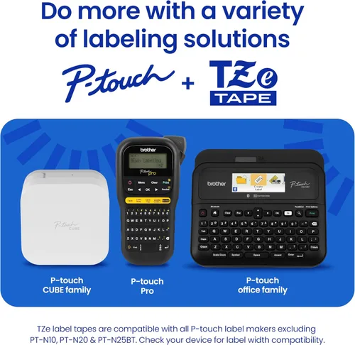 Miniatura 8 de Brother Cinta de etiquetas verde con impresión negra P-Touch TZe (TZe731), laminada, 1/2 pulgadas x 26.2 pies (0.472 in x 26.2 ft)