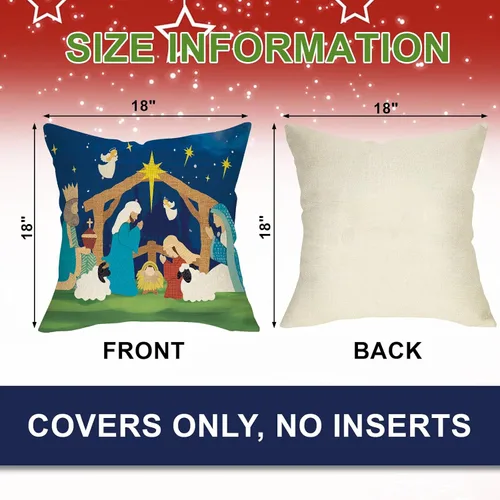 Miniatura 2 de Funda de almohada decorativa de Navidad cristiana de 18 x 18 pulgadas, decoración religiosa de Navidad Jesús, decoración de invierno para el hogar