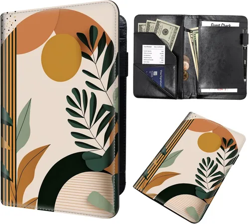 Libros para camarera, organizador de mesero con bolsillo con cremallera, cartera de cuero sintético para camarera y camareros con ranura para
