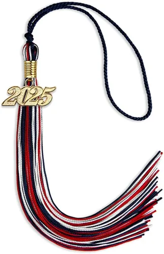 Miniatura 143 de Endea Graduation Borla mixta de triple color con gota de fecha dorada (negro/dorado/blanco, 2021)