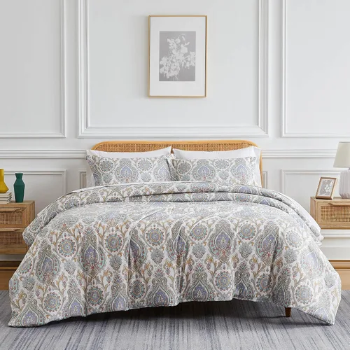 Miniatura 20 de Southshore Fine Living, Inc. Juego de edredón costero individual XL, edredón de plumón alternativo a rayas azules, tamaño individual XL con funda