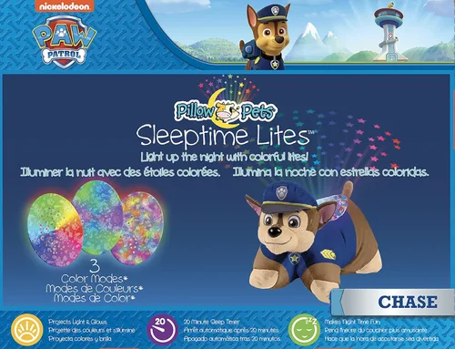 Miniatura 5 de Pillow Pets Paw Patrol Chase Sleeptime Lite de 11 pulgadas, luz nocturna de animales de peluche de Nickelodeon, regalo de juguete de peluche
