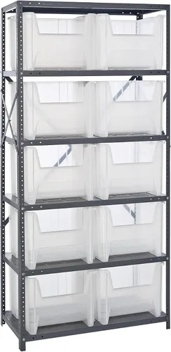 Miniatura 17 de Quantum QSBU-245BK Heavy Duty Shelving Unit with (7) Shelves and (24) QUS245 Black Bins for Garage Warehouse Storage Distribution 400 lb Load