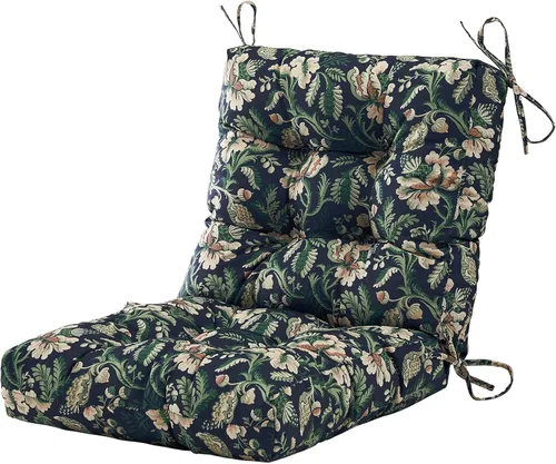 BLISSWALK Cojines para sillas de exterior, 40 x 20 x 4 pulgadas, cojín de mimbre grueso con respaldo bajo y lazos para muebles de patio, floral |
