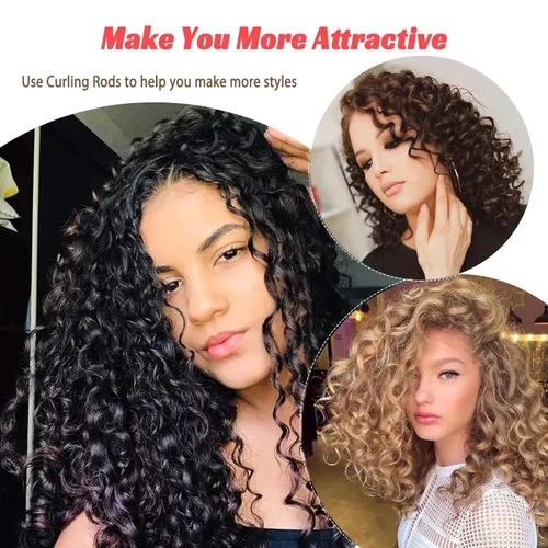 Miniatura 7 de Varilla rizadora flexible sin calor, barra flexible delgada de 9.45 pulgadas, 30 rodillos de espuma suave para rizos apretados, para mujeres y Rosa
