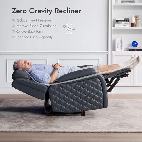 Miniatura 4 de Watson & Whitely Sillas reclinables eléctricas de cuero genuino para adultos, reclinables de gravedad cero con reposacabezas eléctrico