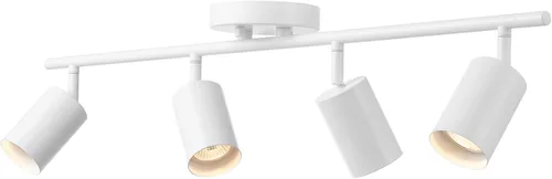 Miniatura 4 de GLOBE Electric 57011 Iluminación de riel de 4 luces, acabado blanco mate, cabezales cilíndricos ajustables, base GU10, regulable, diseño moderno