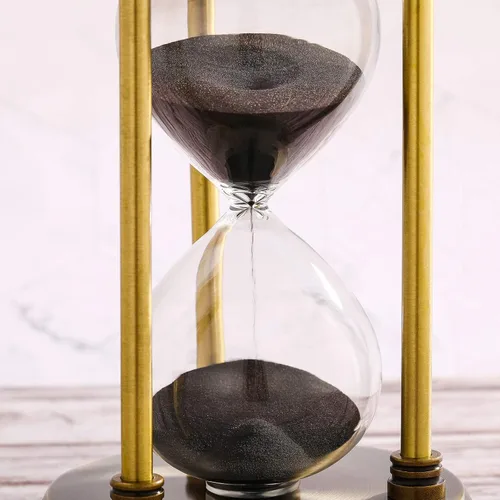 Miniatura 6 de SuLiao Reloj de arena con temporizador de arena de 1 minuto, reloj de arena de latón pequeño de 1 minuto, reloj retro de arena negra, reloj vintage