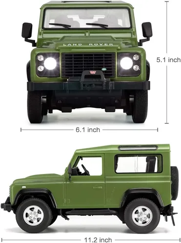 Miniatura 3 de RASTAR Land Rover Defender RC Car, modelo de juguete con control remoto Land Rover 1/14, puertas abiertas por manual, color verde