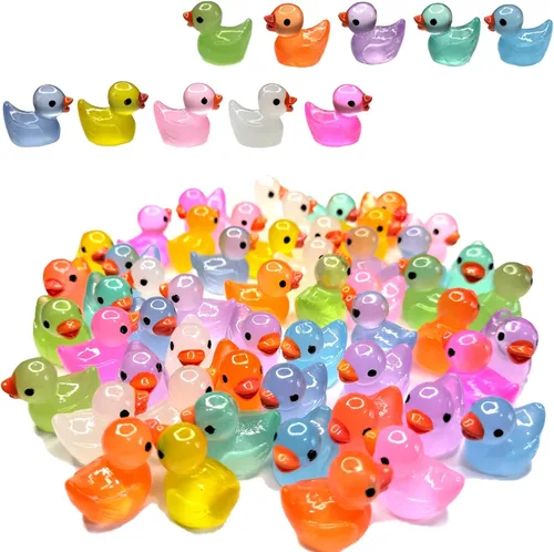 Miniatura 9 de Cidinge 100 piezas Mini patos luminosos y patos de resina para decoración de micro jardín y casa de muñecas