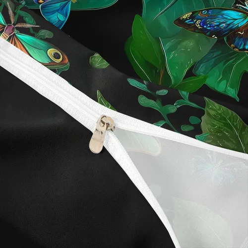 Miniatura 6 de Erosebridal Juego de funda de edredón de mariposa colorida con hojas de palmera y plátano, tamaño Queen, hojas tropicales hawaianas, funda