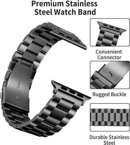 Miniatura 2 de BINLUN Compatible with Apple Watch Band 49mm 46mm 45mm 44mm 42mm 41mm 40mm 38mm Stainless Steel Metal Watch Strap with TPU Watch Case Compatible