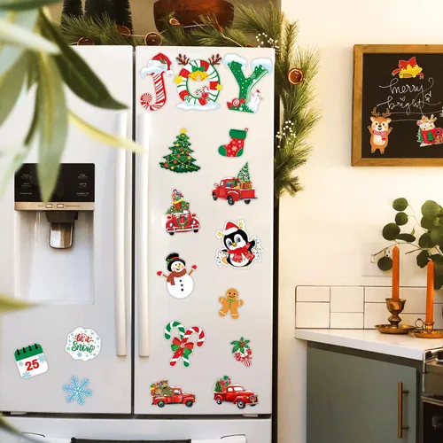 Miniatura 4 de 20 imanes de Navidad para nevera, imanes de decoración de puerta de garaje de Navidad, imanes magnéticos decorativos para nevera para automóvil