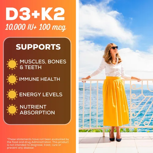 Miniatura 3 de grow vitamin Aceite D3 K2 con MCT - 10,000 UI D3, 100 mcg K2 MK7, calcio, zinc, bioperina, magnesio para una absorción superior - 60 cápsulas