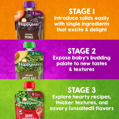 Miniatura 4 de Alimentos orgánicos para bebé, fase 2, de Happy Baby, muestra de 10 sabores surtidos (paquete de 10)