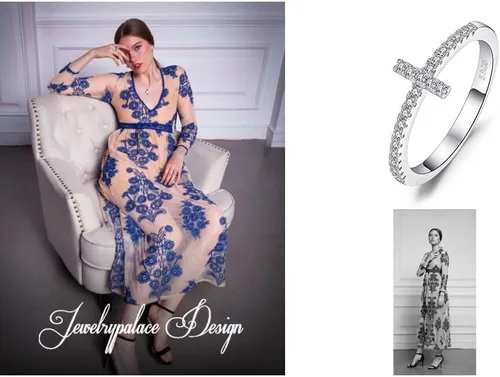 Miniatura 25 de JewelryPalace - Anillos de plata de ley 925 chapados en oro rosa, amarillo o blanco de 14 K para mujer, de compromiso, con circonia cúbica, de boda