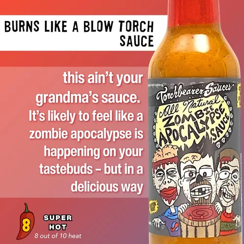 Miniatura 5 de Torchbearer Sauces Best-Sellers Mini juego de regalo de salsa picante, 1.7 onzas, paquete de 3 – Zombie Apocalypse, Garlic Reaper, Son of Zombie