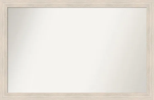 Miniatura 428 de Amanti Art Espejo de baño blanco para sobre el fregadero, 30 x 35 pulgadas, espejo de tocador rectangular estrecho de Eva de oro blanco, marco