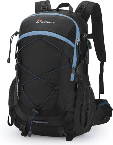 Mochila de senderismo Mountaintop de 25 L/40 L, mochila ligera de viaje para hombres y mujeres, mochila para acampar al aire libre Negro+Azul