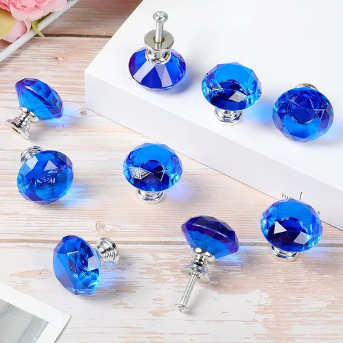 Miniatura 5 de Jetec 20 piezas tiradores de cristal para cajones pomos de gabinete 30mm pomos de diamante para aparador para cajones de aparador cocina estantería