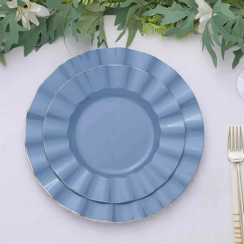 Miniatura 30 de Efavormart - Platos de cena de 11 pulgadas – Juego de 10 platos desechables redondos de plástico negro con borde dorado rizado – Vajilla elegante