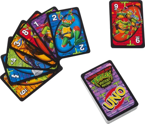 Miniatura 6 de Mattel Games UNO Teenage Mutant Ninja Turtles Mutant Mayhem Juego de cartas para niños y noches familiares, fiestas, viajes, camping y más