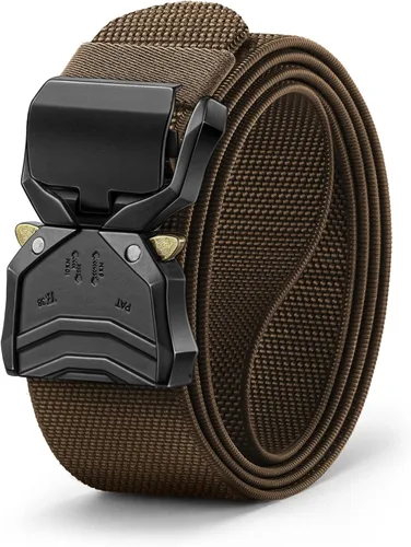Miniatura 12 de BULLIANT Cinturón para hombre, paquete de 2, cinturón elástico táctico ajustable para aparejador militar, trabajo resistente, 1.5 pulgadas, corte