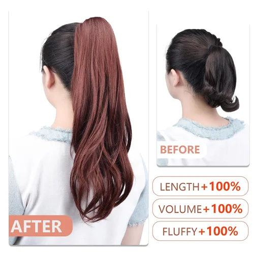 Miniatura 116 de Extensiones de cola de caballo de cabello rubio, extensiones de cola de caballo para mujer, pinza de extensiones de cabello rizado de 12 pulgadas