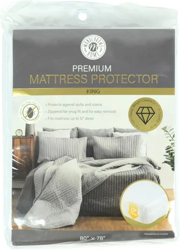 Home Expressions - Protector de colchón de vinilo con cremallera de calibre 4, 12 pulgadas de profundidad, impermeable, transpirable y protección