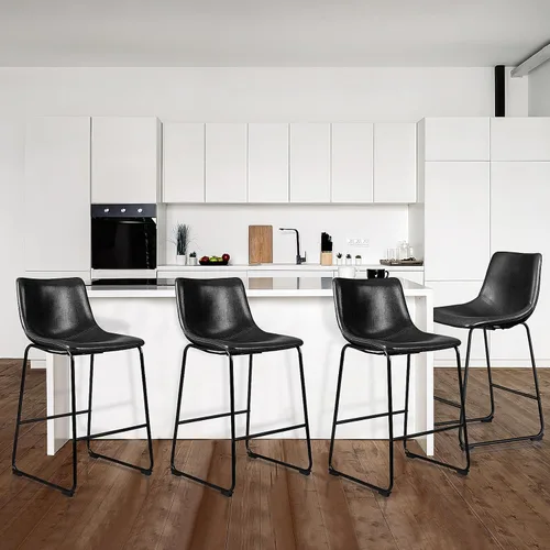 Miniatura 15 de LEMBERI Juego de 2 sillas de comedor de piel sintética, modernas sillas de cocina y comedor de 18 pulgadas con respaldo y patas de metal, cómodo