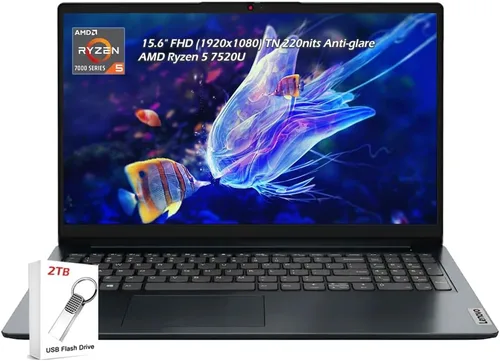 Lenovo IdeaPad 1 15.6" FHD (1920x1080) portátil, procesador AMD Ryzen 5 7520U de 4 núcleos, 8GB LPDDR5 1TB SSD, AMD Radeon 610M, Wi-Fi6, Win11,