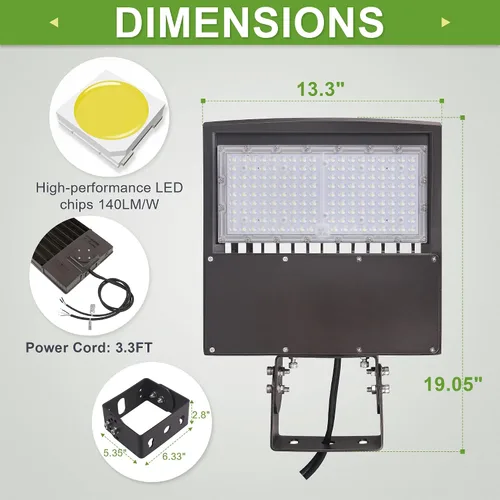 Miniatura 3 de Luces LED de estacionamiento de 100W, 14,000LM 5000K luz de área al aire libre, 100-277V 0-10V luz regulable caja de zapatos con soporte de muñón