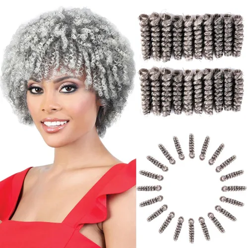 Miniatura 17 de BECUS Extensiones de cabello corto y rizado con trenzas de ganchillo para mujeres negras, paquete de 3 extensiones de cabello rizado de 10 pulgadas