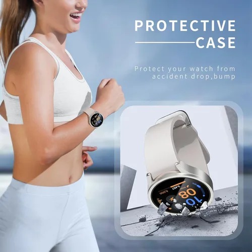Miniatura 6 de Paquete de 6+6 para Samsung Galaxy Watch 7 Protector de Pantalla de 40mm, Funda de Parachoques de PC Duro con Película de Vidrio Templado Anti-Vaho