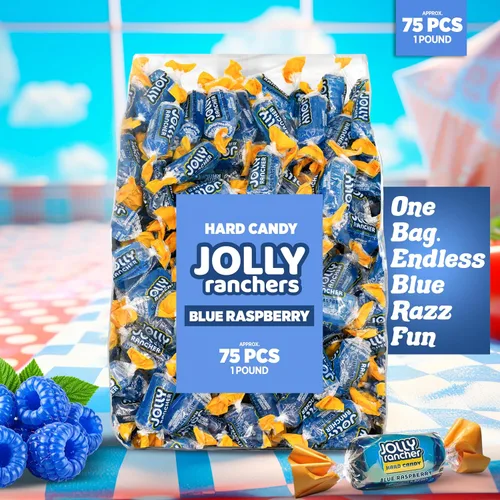 Miniatura 3 de Caramelos Duros Blue Raspberry Jolly Ranchers – Sabor Original – Bolsa a Granel de 1 Libra (Aproximadamente 75 Piezas) – Dulces Ácidos y Dulces