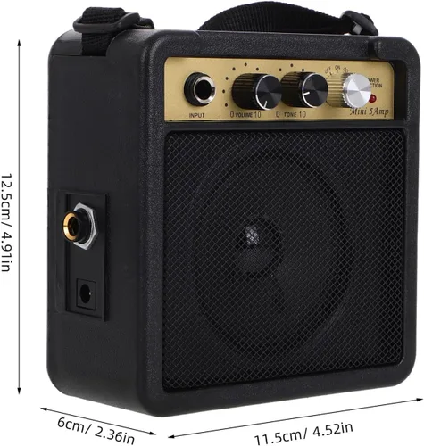 Miniatura 2 de Mini amplificador de guitarra eléctrica, amplificador de bajo pequeño, altavoz portátil para práctica y rendimiento con adaptador de cable de audio