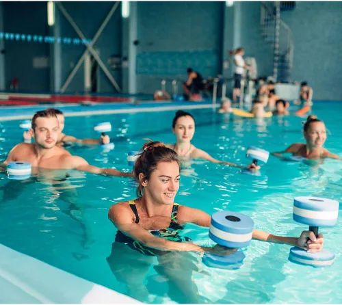 Miniatura 8 de Mancuernas acuáticas, 2 unidades, de espuma para ejercicio aeróbico en agua, mancuernas de resistencia para piscina, barras de mano para ejercicios