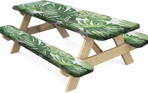 Miniatura 9 de Mantel ajustable para mesa y banco de pícnic de Halloween, diseño de fantasma, impermeable, 28 x 72 pulgadas, juego de 3 piezas, mantel ajustable al