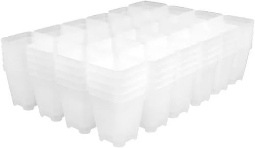 Paquete de 120 macetas pequeñas de plástico transparente de 2.70 pulgadas para vivero y semillero, maceta de trasplante de inicio de semillas con