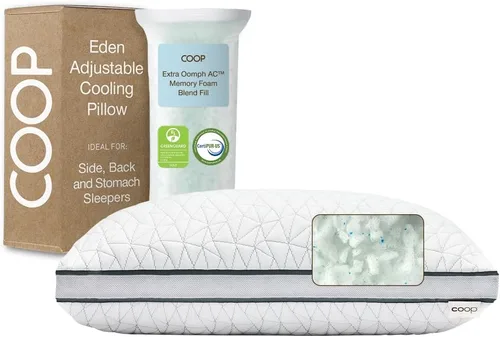 Miniatura 10 de Coop Home Goods Cool+ - Almohada ajustable, almohadas de espuma viscoelástica en forma de tamaño Queen Plus con gel refrescante, para espalda