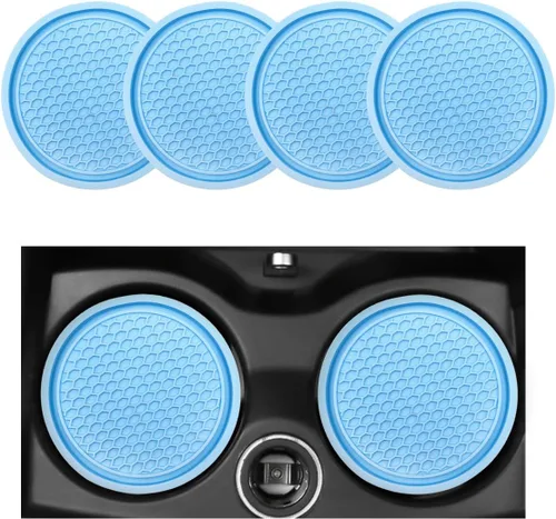 Miniatura 7 de Ohleats Juego de posavasos de 2 piezas para automóvil, impermeable en forma de panal de abeja, PVC antideslizante de 2.75 pulgadas, universal