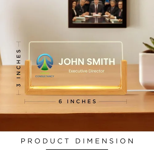 Miniatura 4 de Placa de Nombre Personalizada para Escritorio de Negocios, Regalo de Oficina Personalizado para Compañeros de Trabajo, Gerente, Jefe, Placa de Logo