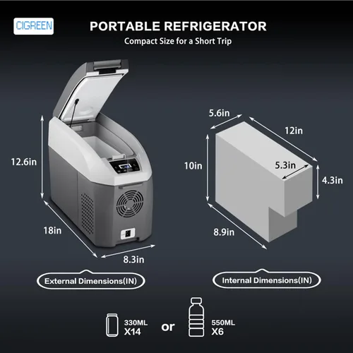 Miniatura 2 de Refrigerador portátil y congelador, refrigerador portátil para automóvil, refrigerador de 12 V, compresor de refrigeración de -0.4 ℉ ~ 50 ℉ para uso