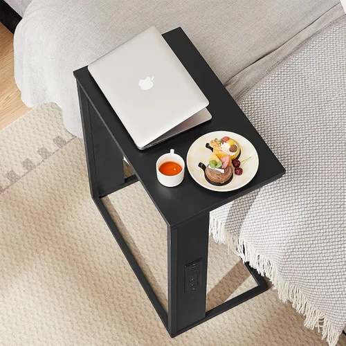 Miniatura 7 de Vagusicc Mesa auxiliar en forma de C con estación de carga, mesa auxiliar pequeña para sofá con salidas y puertos USB para sala de estar