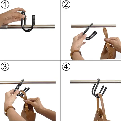 Miniatura 4 de YYST Paquete de 4 ganchos para colgar bolsos y mochilas para colgar sobre la barra del armario para bufandas, corbatas de hombre, chales de mujer